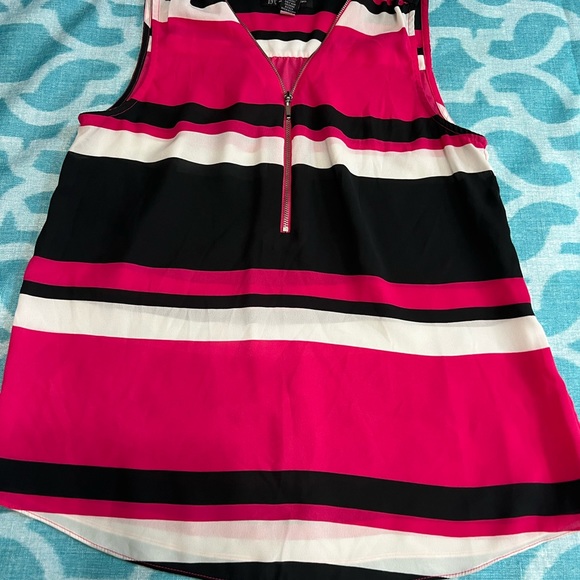 INC Pink and Black Striped Sleeveless Blouse - Picture 2 of 3
